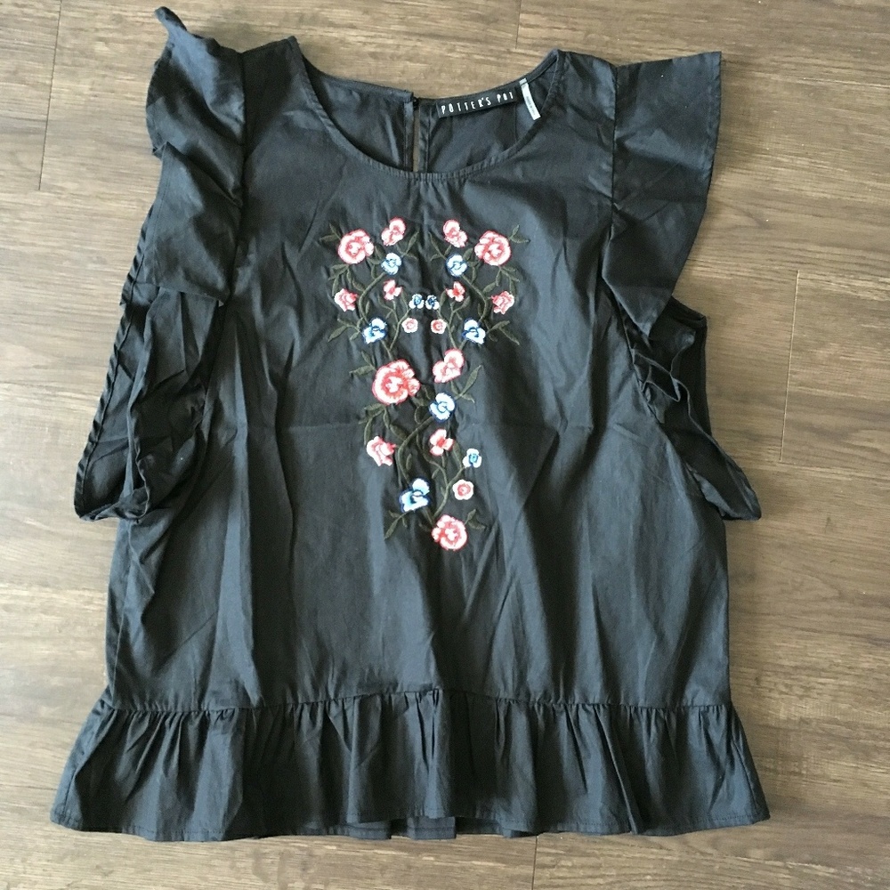 Black Embroidered Top